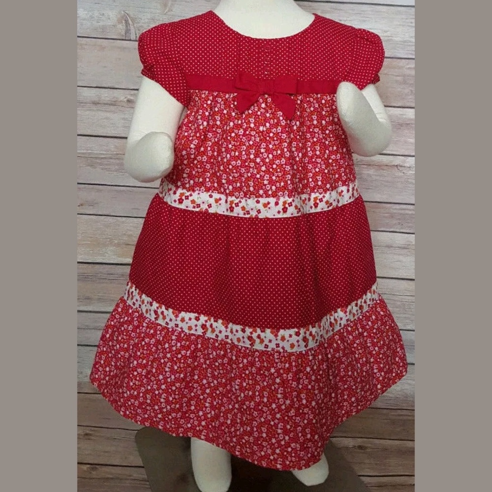 New Gymboree Fox & Flowers Red Short Sleeve Dress & Bloomers 18-24 Months